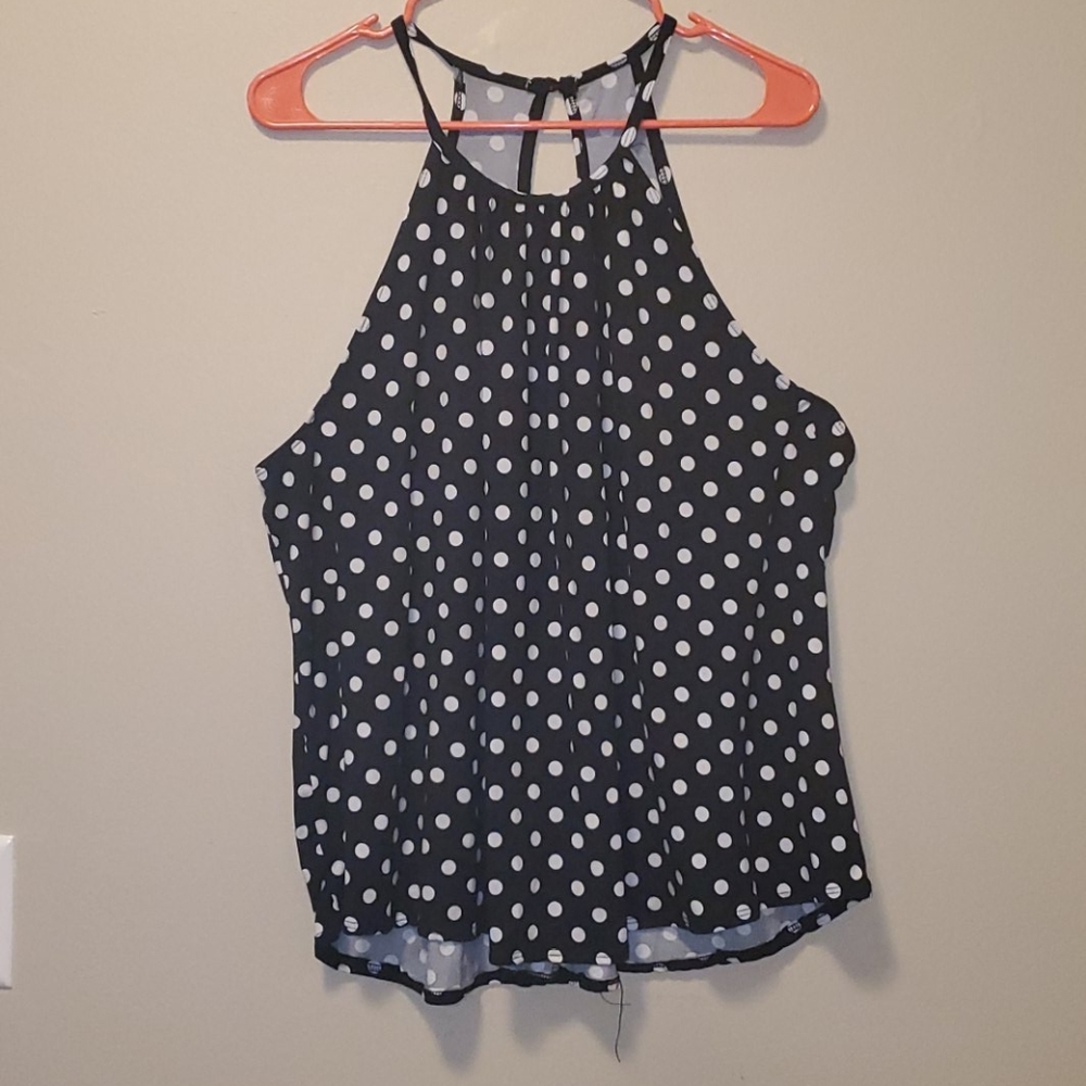 Black and White Polkadot Halter Top 2x
